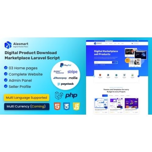 Alasmart – Digital Product Download Marketplace Laravel Script