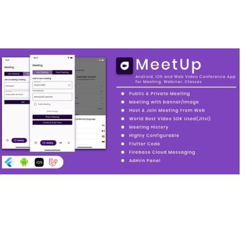 MeetUp – Android, iOS and Web Video Conference App for Meeting, Webinar, Classes