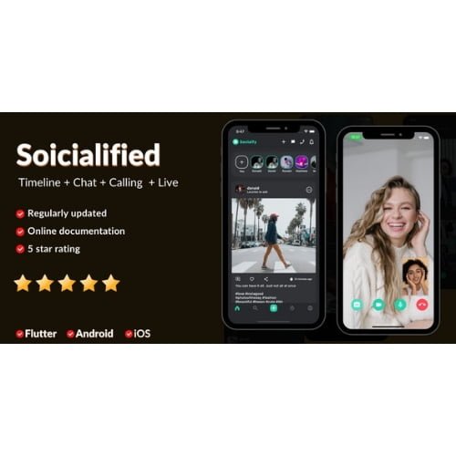 Social media app clone (instagram,facebook,linked in etc) + Node.js socket Chat + Calling + Live